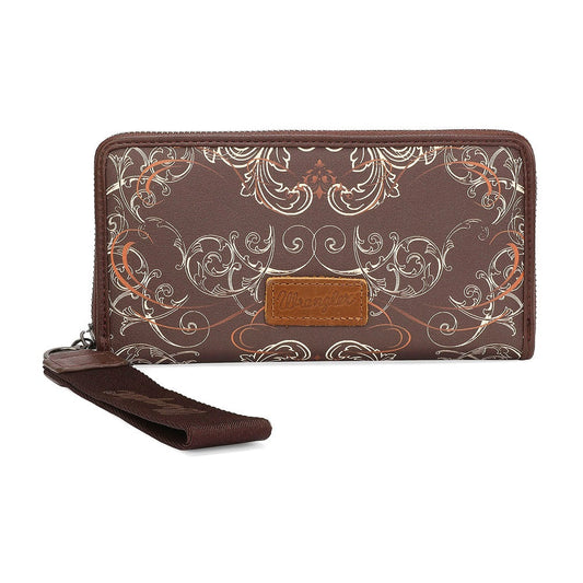 Wrangler Scroll Print Zip Around Wallet