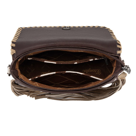 Wrangler Cow Print Fringe Crossbody Bag