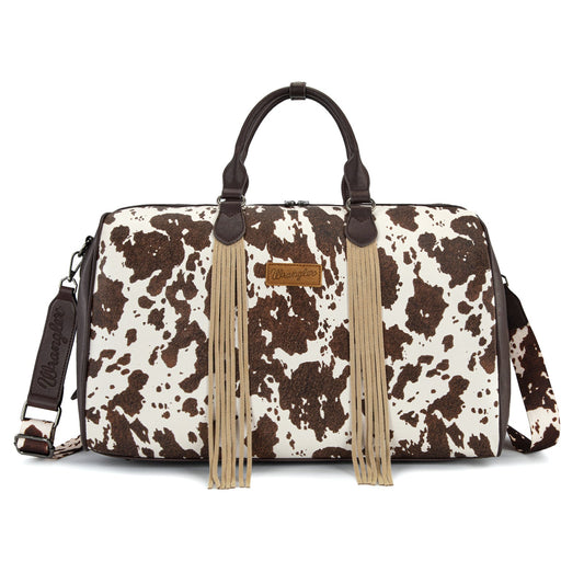 Wrangler Cow Print Fringe Duffle/Crossbody