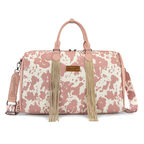 Wrangler Cow Print Fringe Duffle/Crossbody