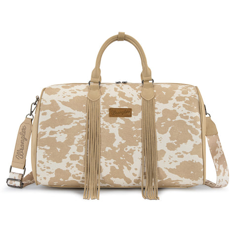 Wrangler Cow Print Fringe Duffle/Crossbody