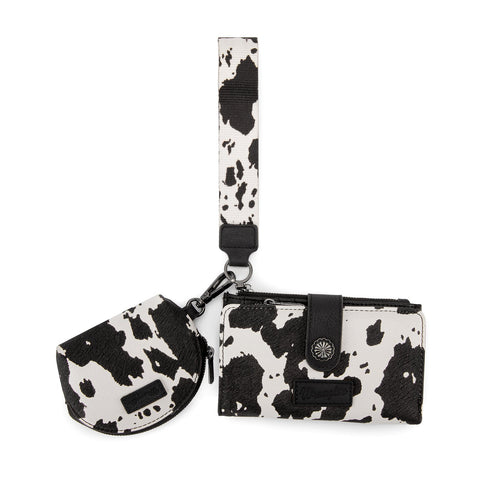 Wrangler Cow Print Wallet & Coin Pouch Wristlet Set