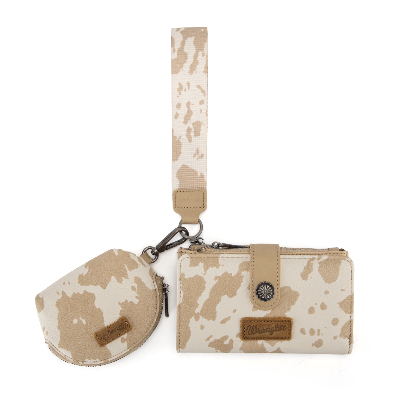 Wrangler Cow Print Wallet & Coin Pouch Wristlet Set