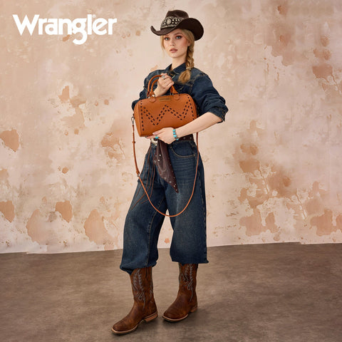 Wrangler Stitch Detail Classic Barrel Satchel/Crossbody