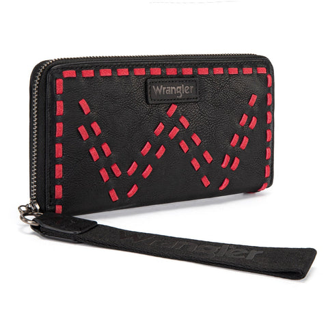 Wrangler Western Stitch Zip Around Wristlet Wallet