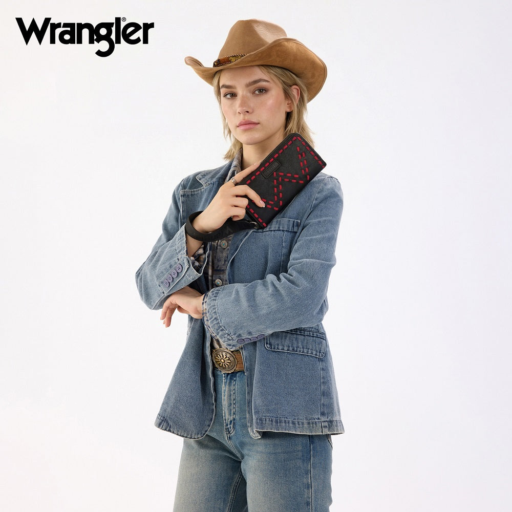 Wrangler Western Stitch Zip Around Wristlet Wallet