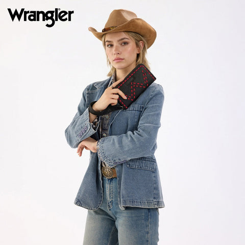 Wrangler Western Stitch Zip Around Wristlet Wallet