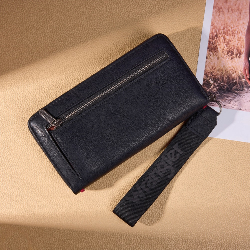 Wrangler Western Stitch Zip Around Wristlet Wallet