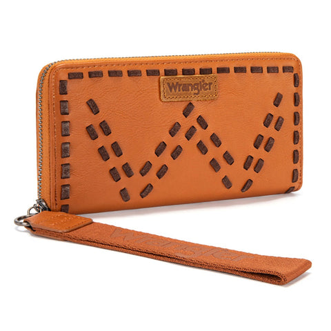 Wrangler Western Stitch Zip Around Wristlet Wallet