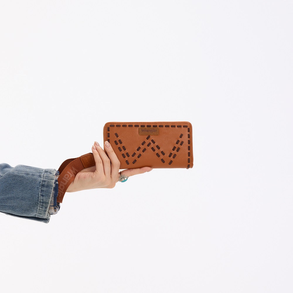 Wrangler Western Stitch Zip Around Wristlet Wallet