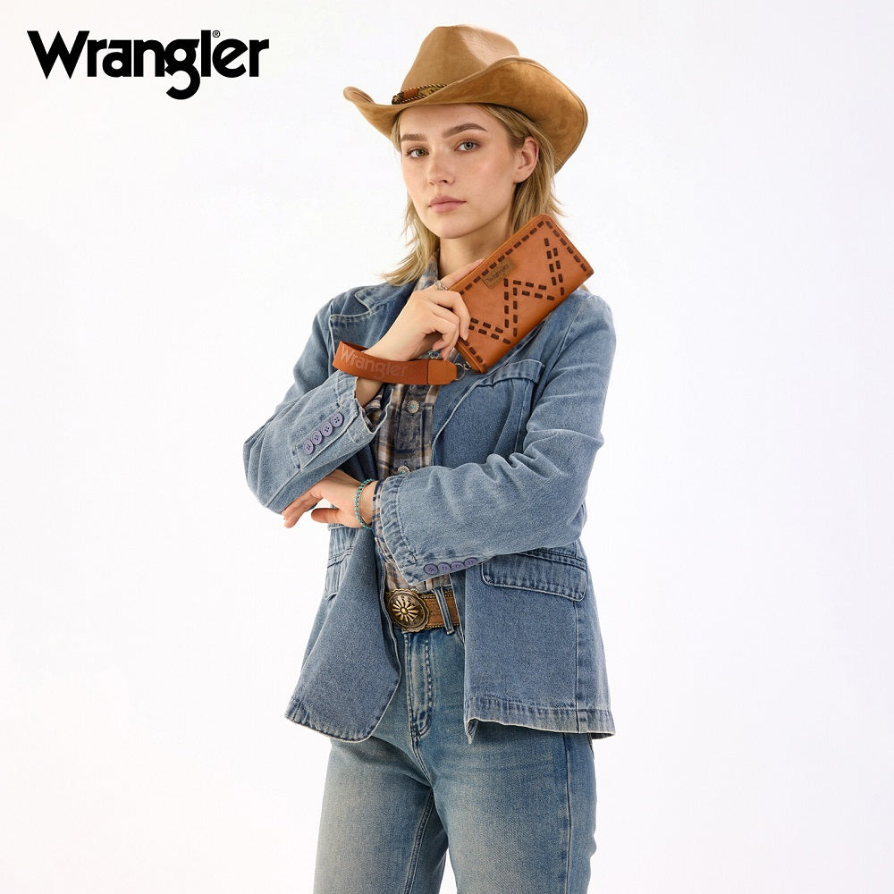 Wrangler Western Stitch Zip Around Wristlet Wallet