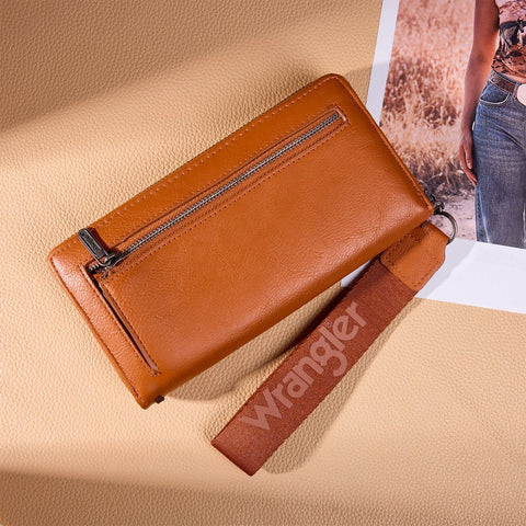 Wrangler Western Stitch Zip Around Wristlet Wallet