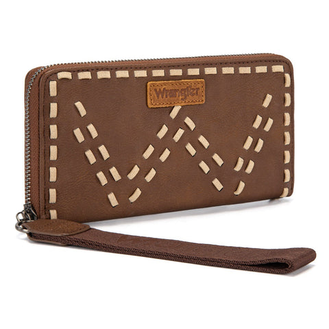 Wrangler Western Stitch Zip Around Wristlet Wallet