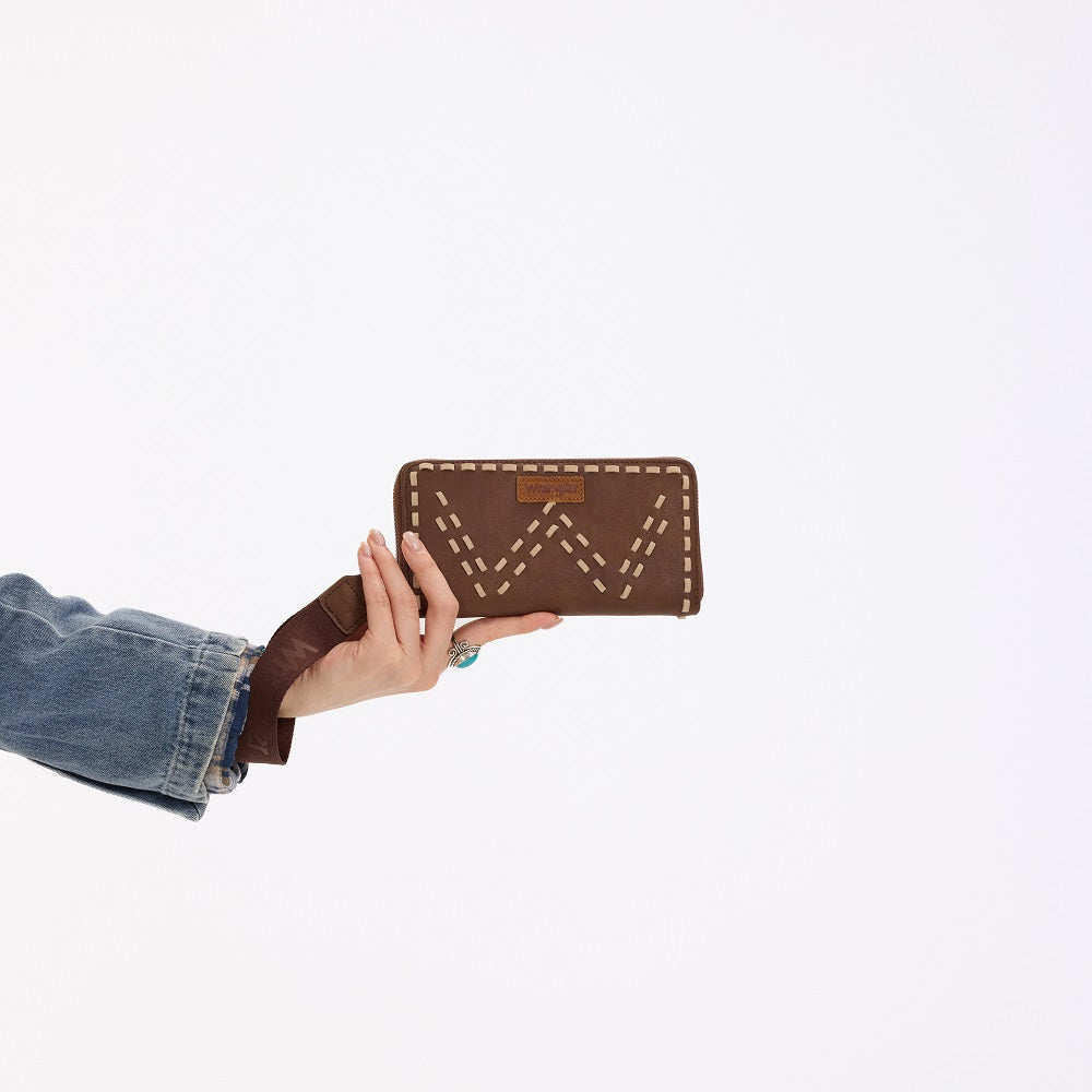 Wrangler Western Stitch Zip Around Wristlet Wallet