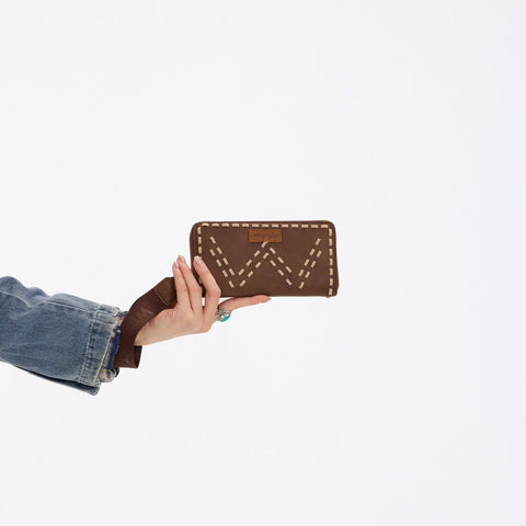 Wrangler Western Stitch Zip Around Wristlet Wallet