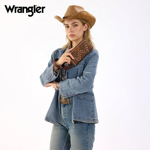 Wrangler Western Stitch Zip Around Wristlet Wallet