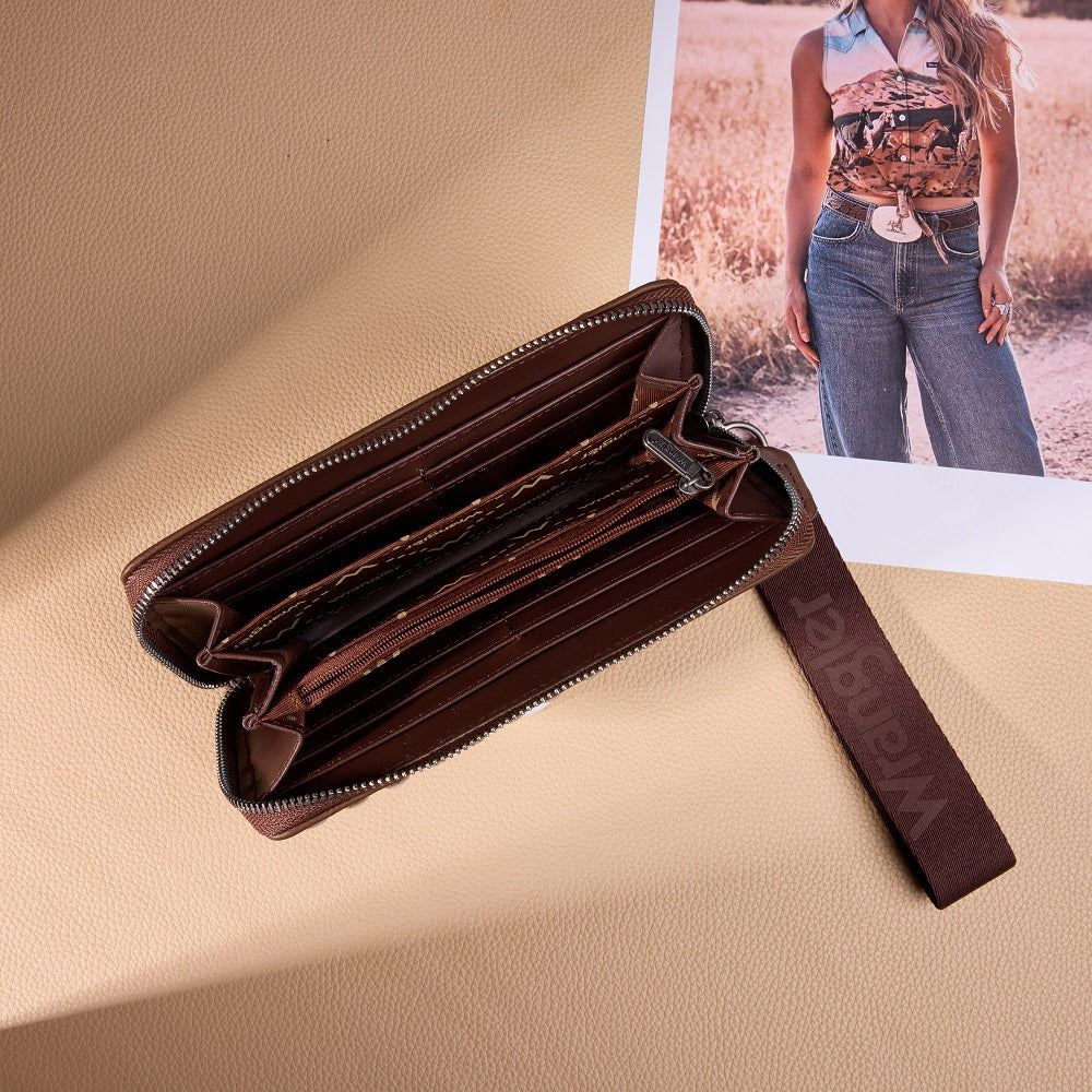 Wrangler Western Stitch Zip Around Wristlet Wallet