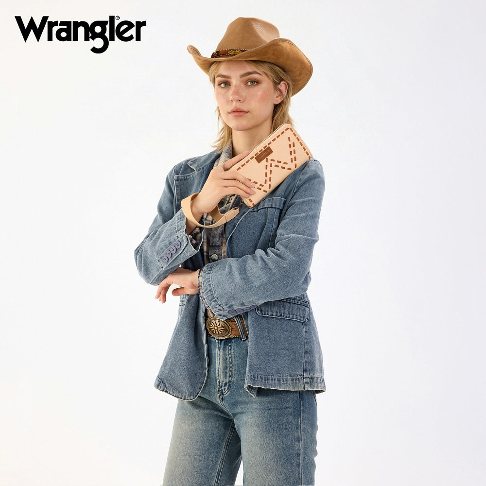 Wrangler Western Stitch Zip Around Wristlet Wallet