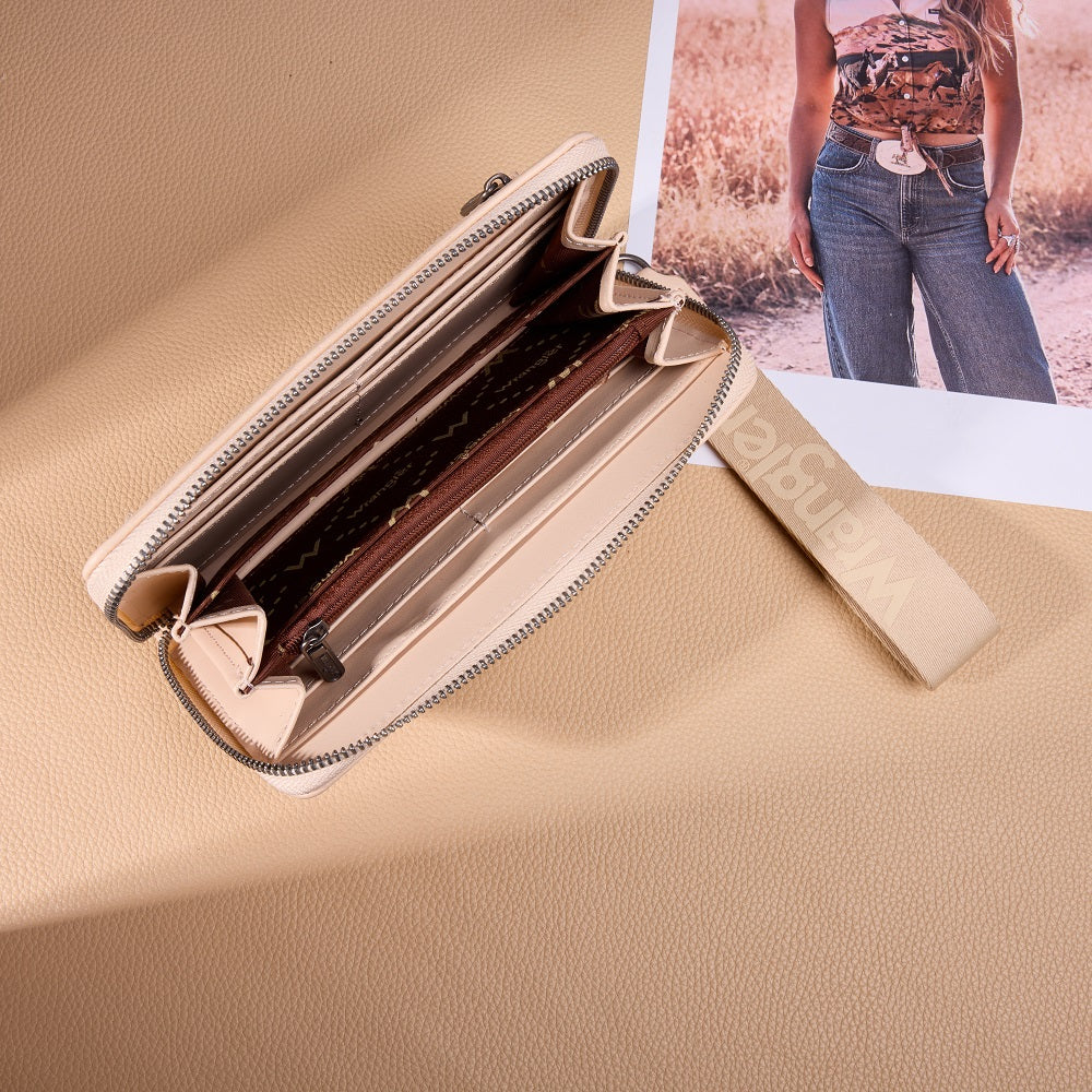 Wrangler Western Stitch Zip Around Wristlet Wallet