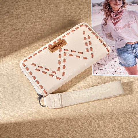 Wrangler Western Stitch Zip Around Wristlet Wallet
