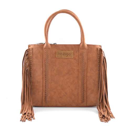 Wrangler Braided Fringe Tote Crossbody Bag