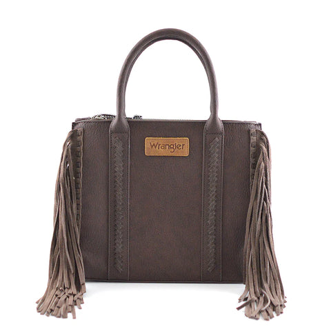 Wrangler Braided Fringe Tote Crossbody Bag