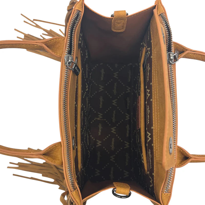 Wrangler Braided Fringe Tote Crossbody Bag