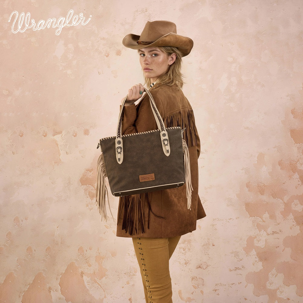 Wrangler Braided Tassel Tote Bag
