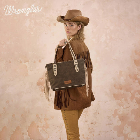 Wrangler Braided Tassel Tote Bag