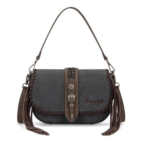 Wrangler Braided Tassel Saddle Crossbody Bag