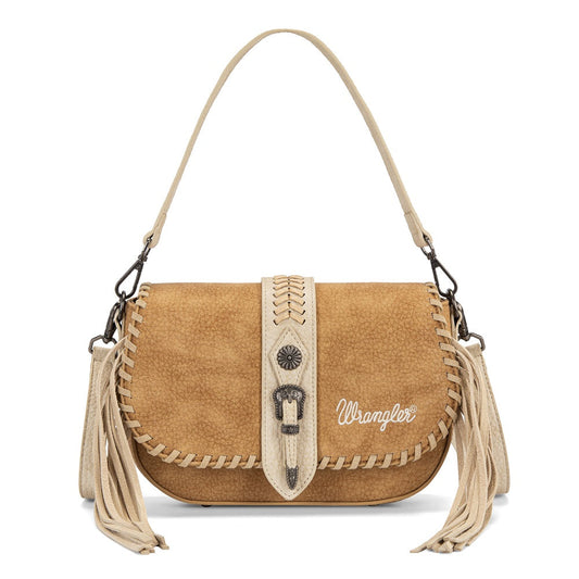Wrangler Braided Tassel Saddle Crossbody Bag