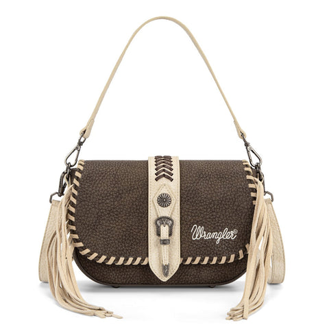 Wrangler Braided Tassel Saddle Crossbody Bag