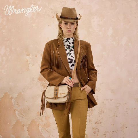 Wrangler Braided Tassel Saddle Crossbody Bag