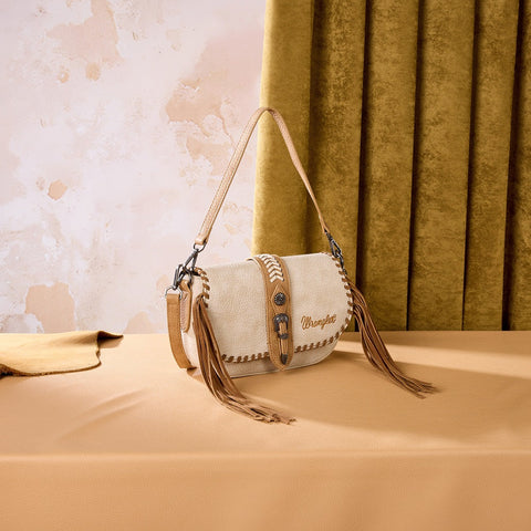 Wrangler Braided Tassel Saddle Crossbody Bag