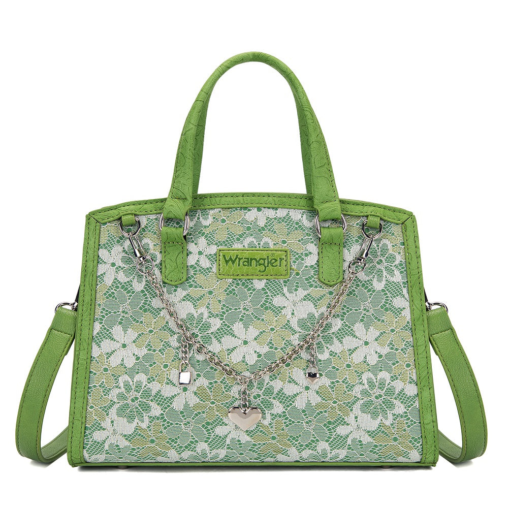 Wrangler Western Chic Lace with Chain Charm Satchel/Crossbody Bag