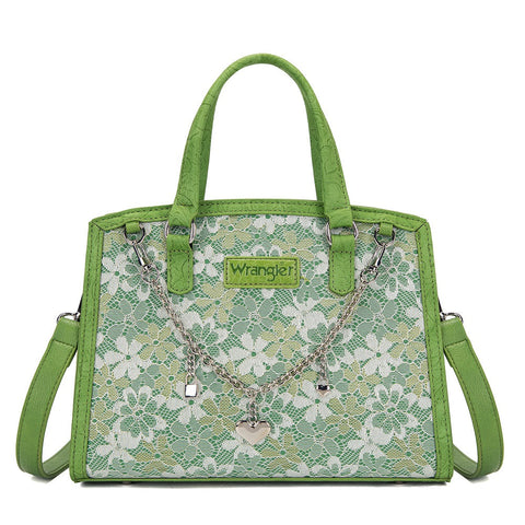 Wrangler Western Chic Lace with Chain Charm Satchel/Crossbody Bag