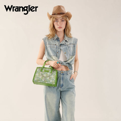Wrangler Western Chic Lace with Chain Charm Satchel/Crossbody Bag