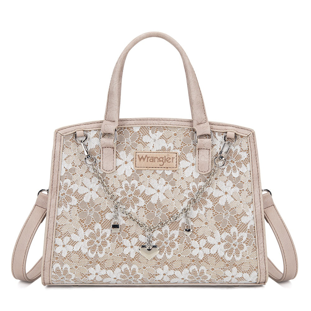 Wrangler Western Chic Lace with Chain Charm Satchel/Crossbody Bag
