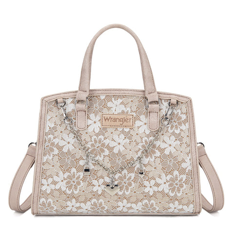 Wrangler Western Chic Lace with Chain Charm Satchel/Crossbody Bag