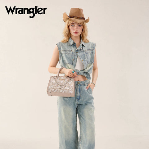 Wrangler Western Chic Lace with Chain Charm Satchel/Crossbody Bag
