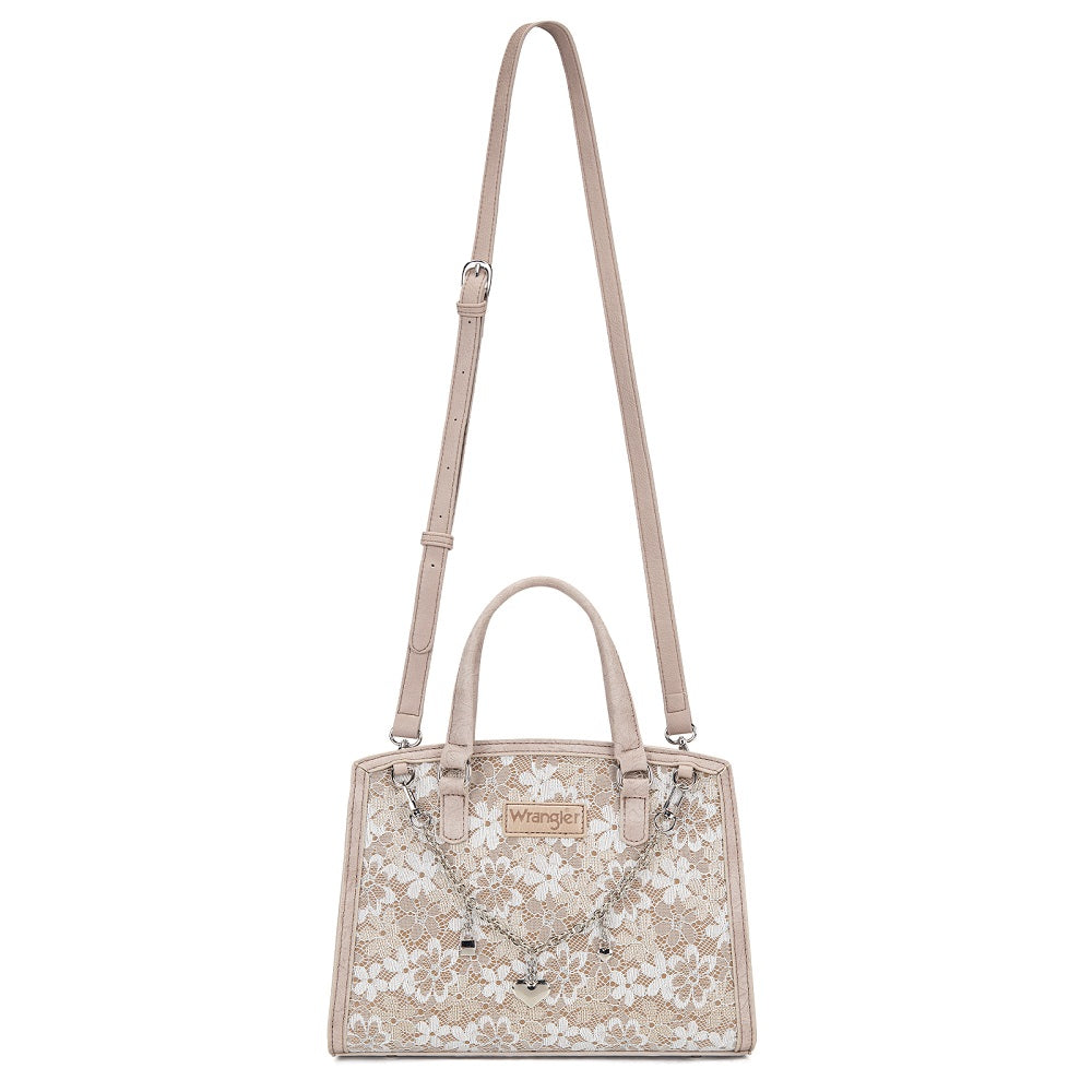 Wrangler Western Chic Lace with Chain Charm Satchel/Crossbody Bag
