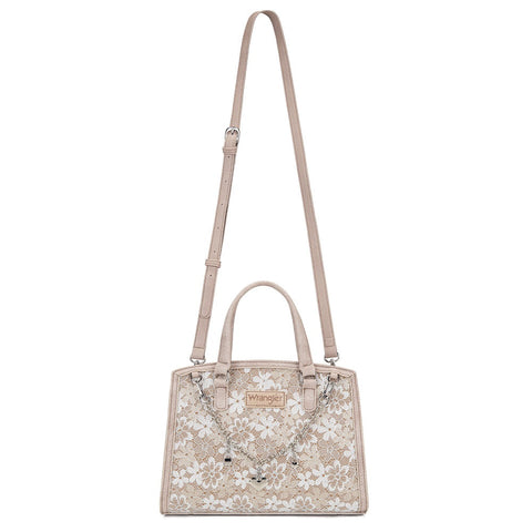 Wrangler Western Chic Lace with Chain Charm Satchel/Crossbody Bag