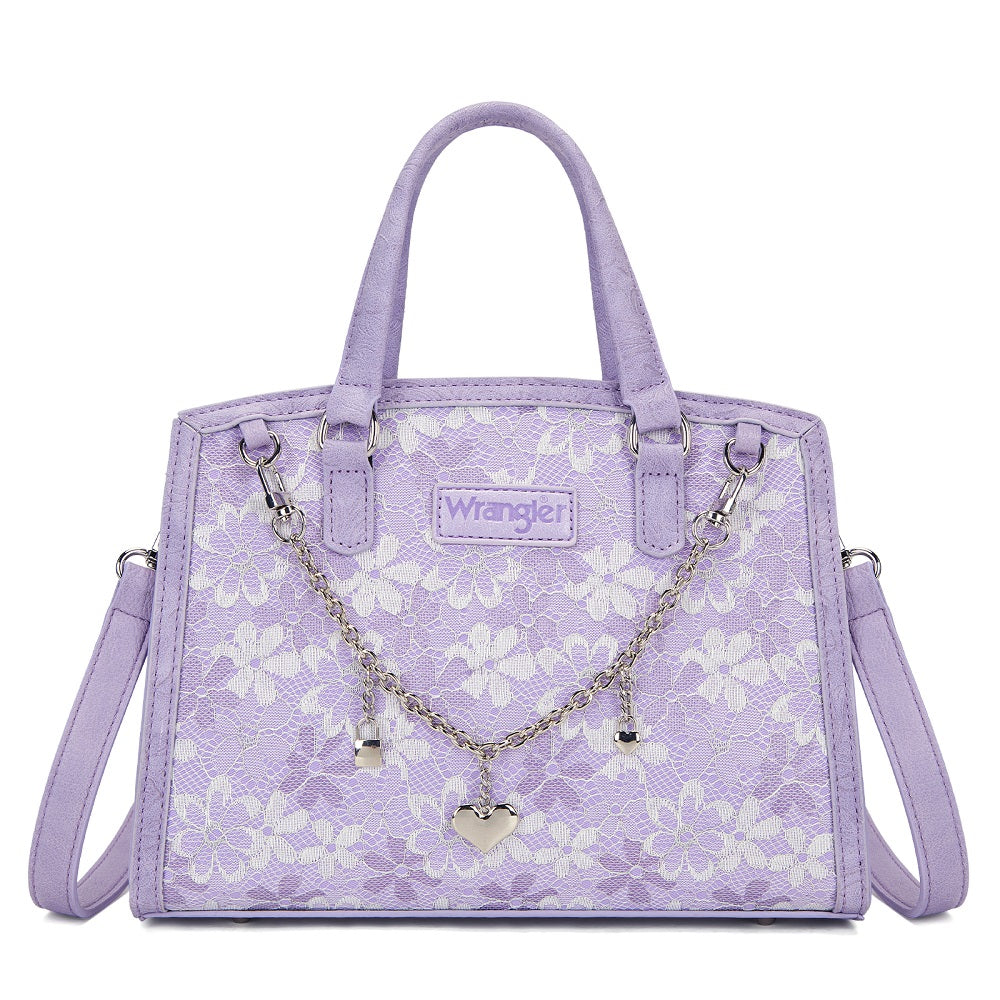 Wrangler Western Chic Lace with Chain Charm Satchel/Crossbody Bag