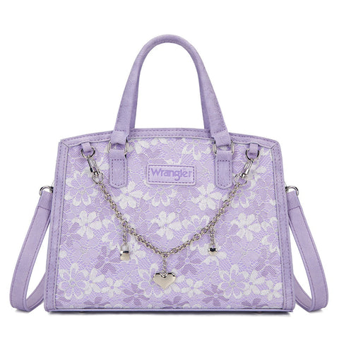 Wrangler Western Chic Lace with Chain Charm Satchel/Crossbody Bag