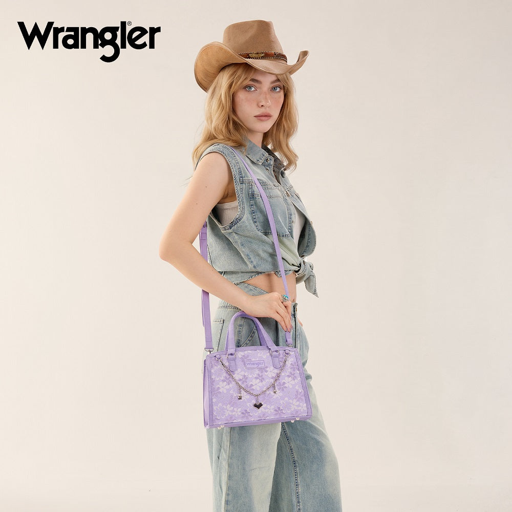 Wrangler Western Chic Lace with Chain Charm Satchel/Crossbody Bag