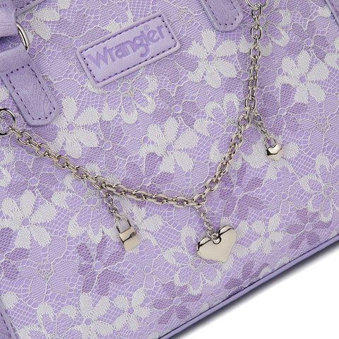 Wrangler Western Chic Lace with Chain Charm Satchel/Crossbody Bag