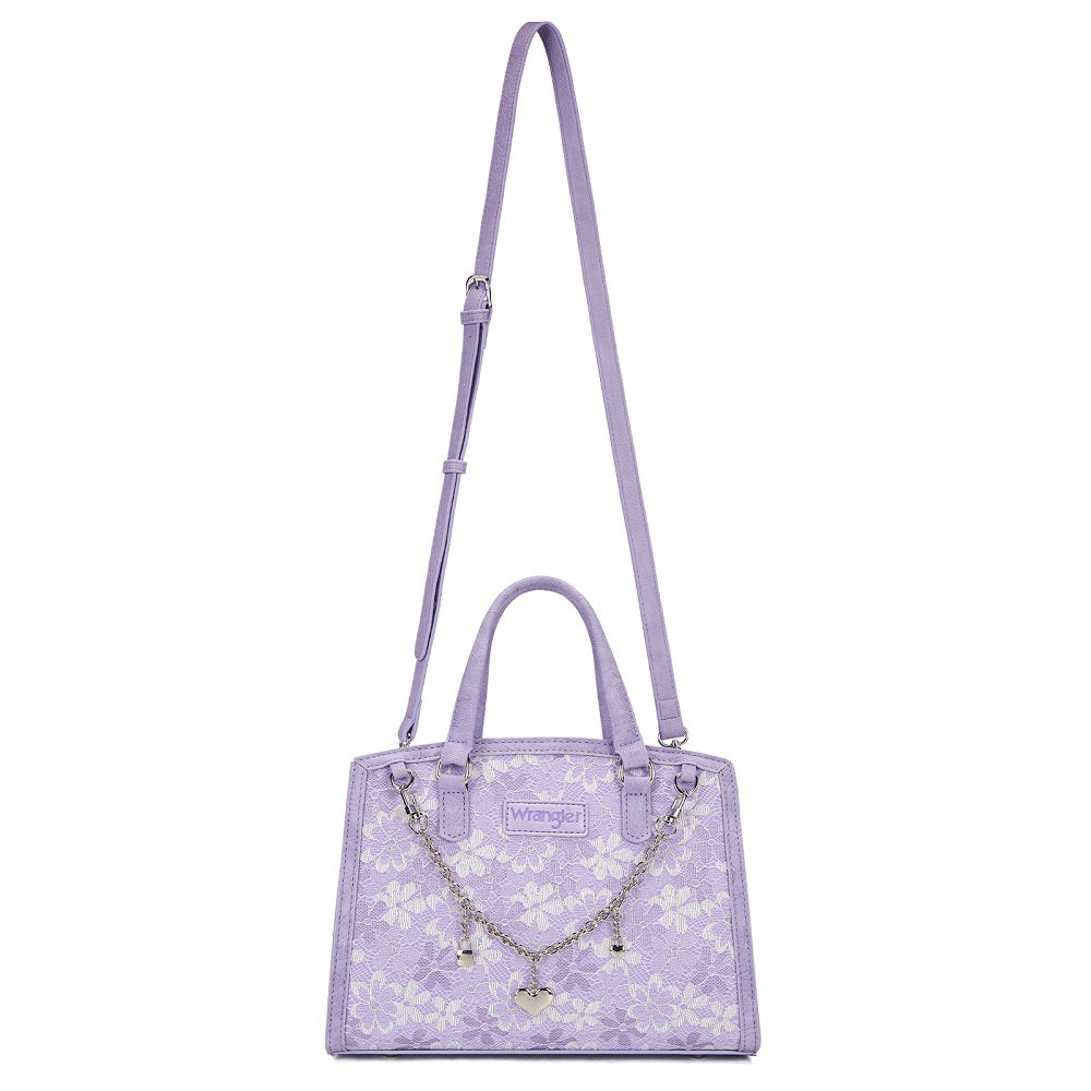 Wrangler Western Chic Lace with Chain Charm Satchel/Crossbody Bag