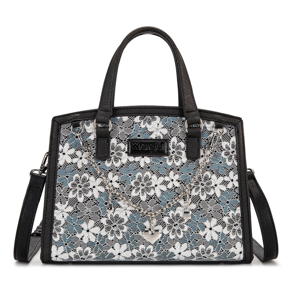 Wrangler Western Chic Lace with Chain Charm Satchel/Crossbody Bag