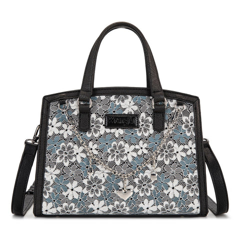 Wrangler Western Chic Lace with Chain Charm Satchel/Crossbody Bag