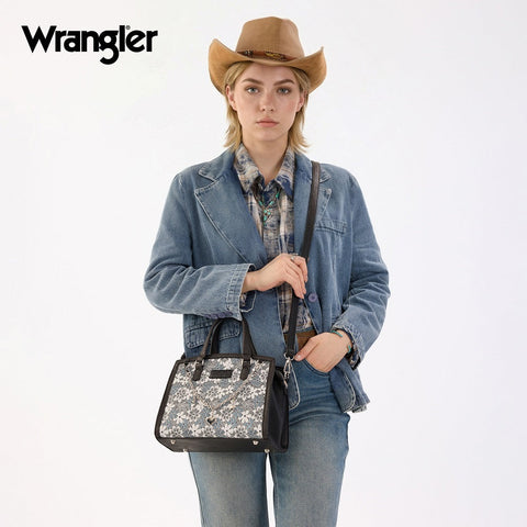 Wrangler Western Chic Lace with Chain Charm Satchel/Crossbody Bag